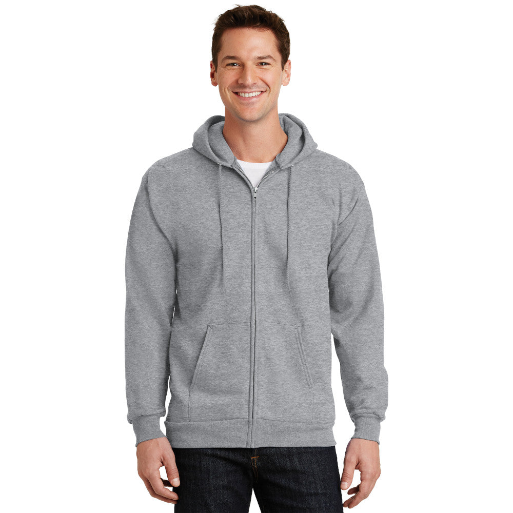 port & company tall fleece full zip hoodie athletic heather grey
