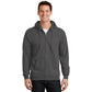 port & company tall fleece full zip hoodie charcoal grey