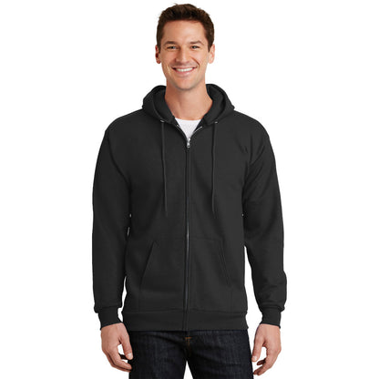 port & company tall fleece full zip hoodie jet black