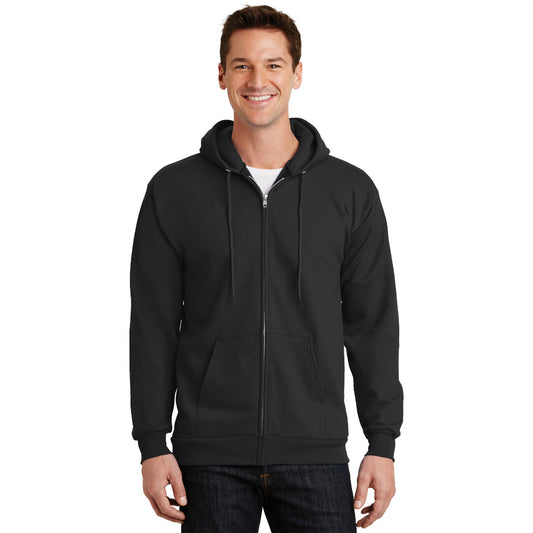 port & company tall fleece full zip hoodie jet black