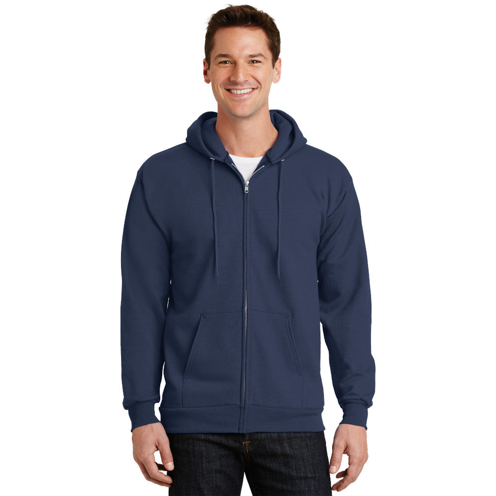 port & company tall fleece full zip hoodie navy