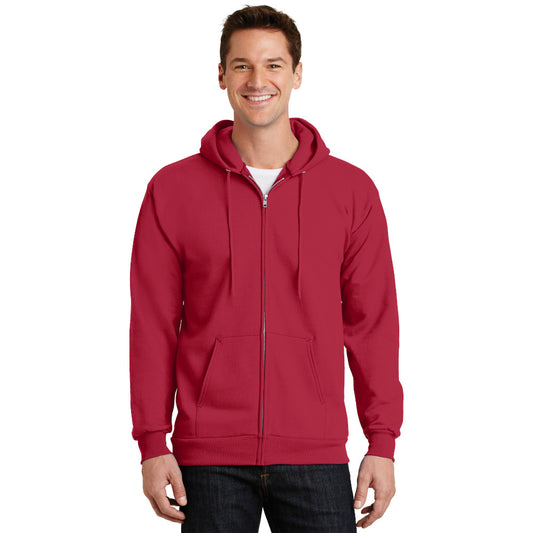 port & company tall fleece full zip hoodie red