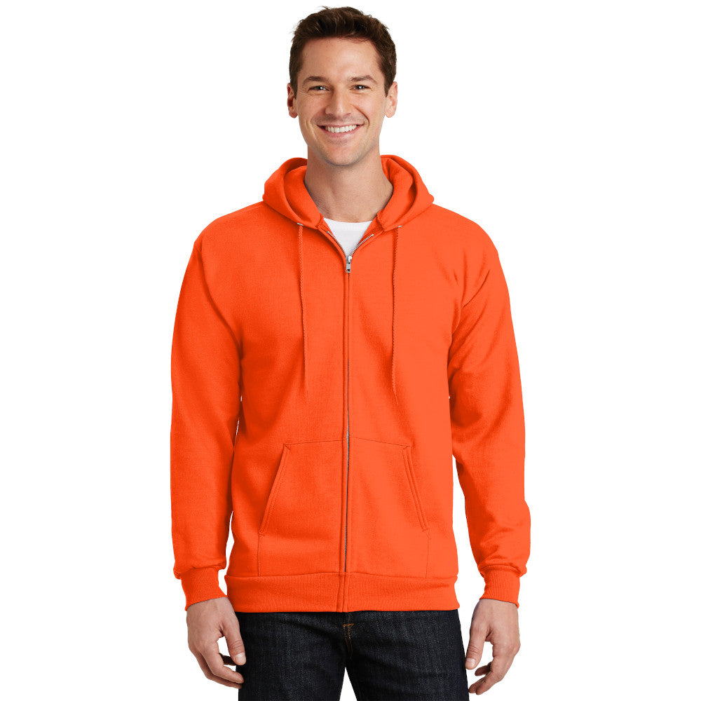 port & company tall fleece full zip hoodie safety orange
