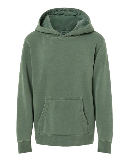 independent trading co youth pigment-dyed hoodie pine green