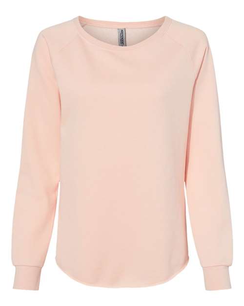 independent trading co womens california wave wash crewneck sweatshirt blush pink