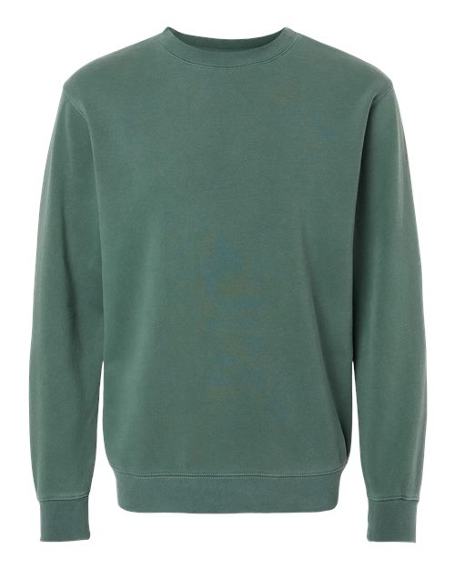 independent trading co pigment-dyed crewneck sweatshirt pine green