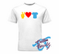 white youth tee with peace love and t-shirts DTG printed design
