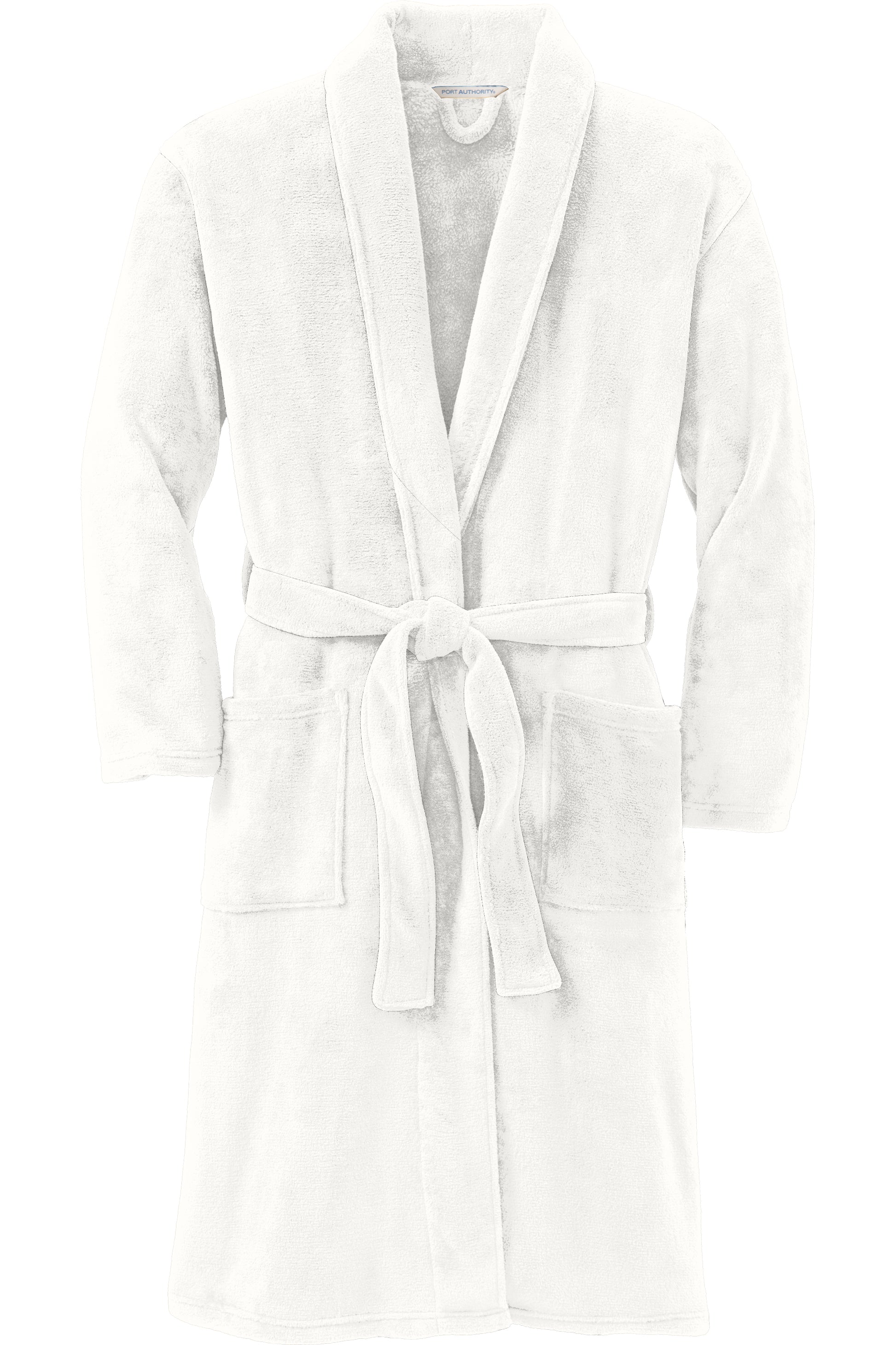 port authority plush microfleece shawl collar bath robe marshmallow white