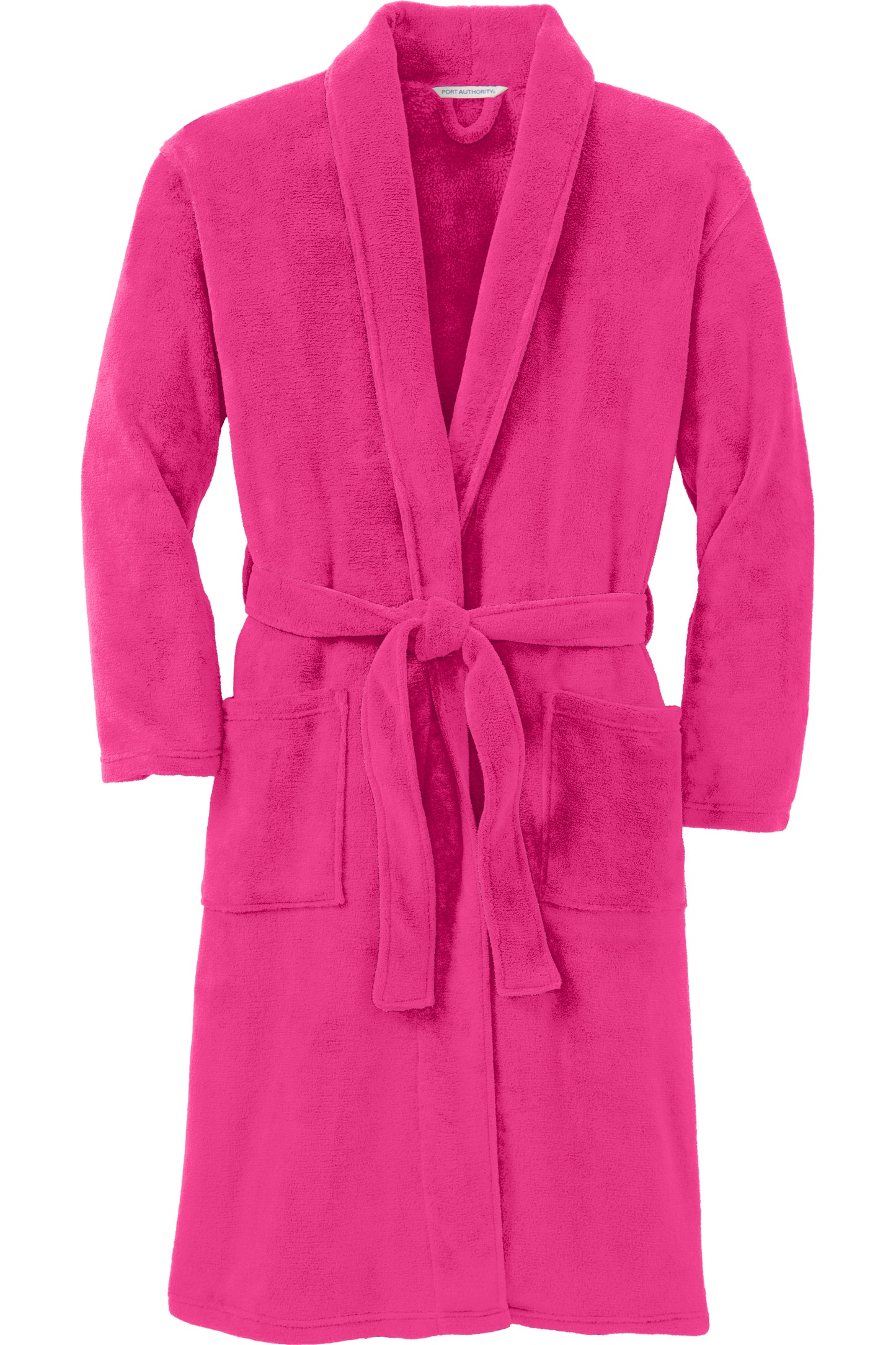 port authority plush microfleece shawl collar bath robe pink raspberry