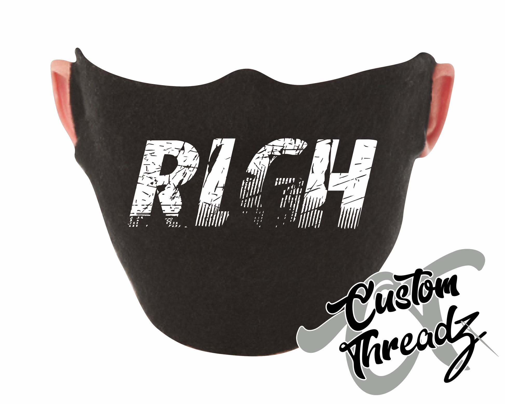 black face mask with rlgh raleigh nc DTG printed design