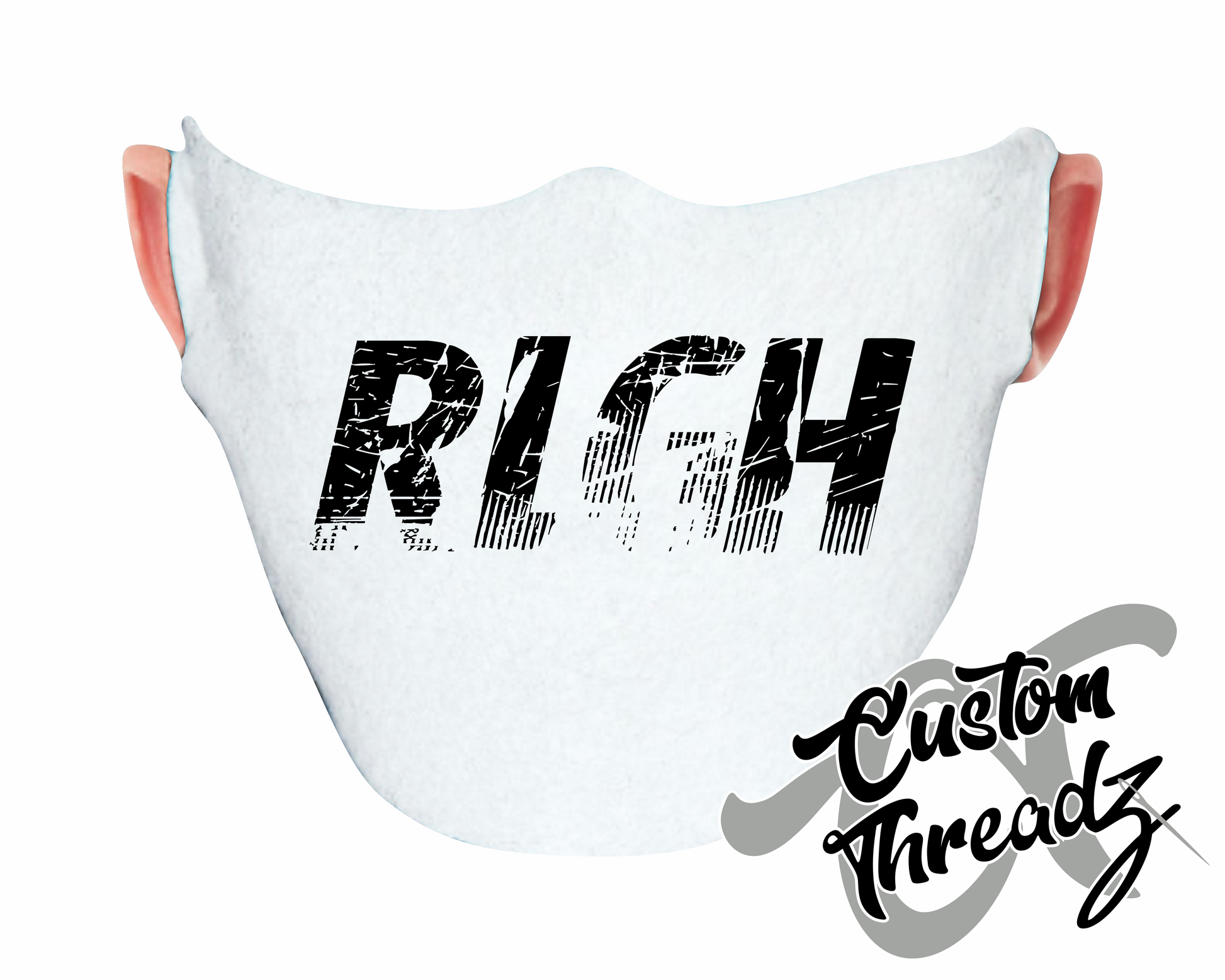 white face mask with rlgh raleigh nc DTG printed design