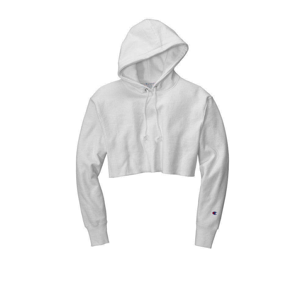 champion womens reverse weave cropped cut-off hoodie white