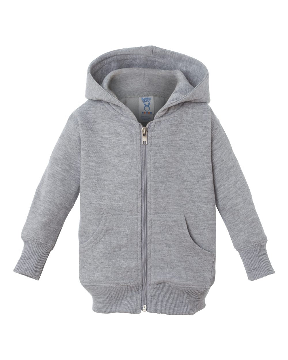 rabbit skins infant full zip fleece hoodie heather grey