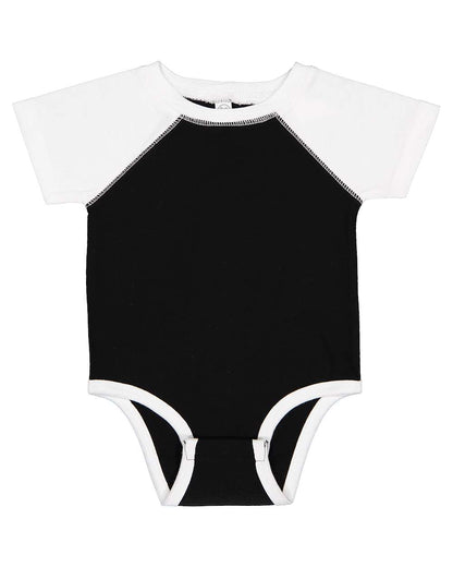 rabbit skins infant baseball jersey bodysuit onesie black white