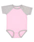 rabbit skins infant baseball jersey bodysuit onesie pink vintage heather grey
