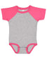 rabbit skins infant baseball jersey bodysuit onesie vintage heather grey vintage hot pink