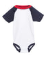 rabbit skins infant baseball jersey bodysuit onesie white navy red