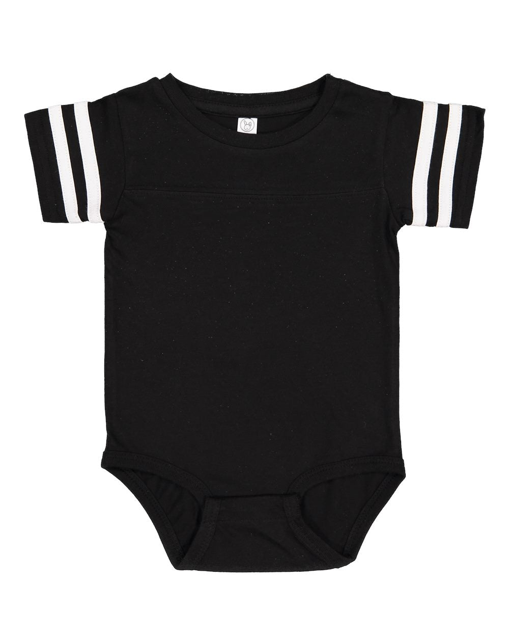 rabbit skins infant football jersey bodysuit black solid white
