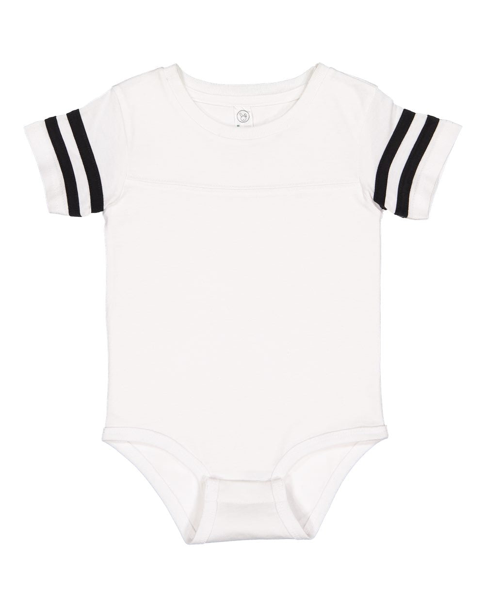 rabbit skins infant football jersey bodysuit white solid black