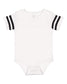 rabbit skins infant football jersey bodysuit white solid black