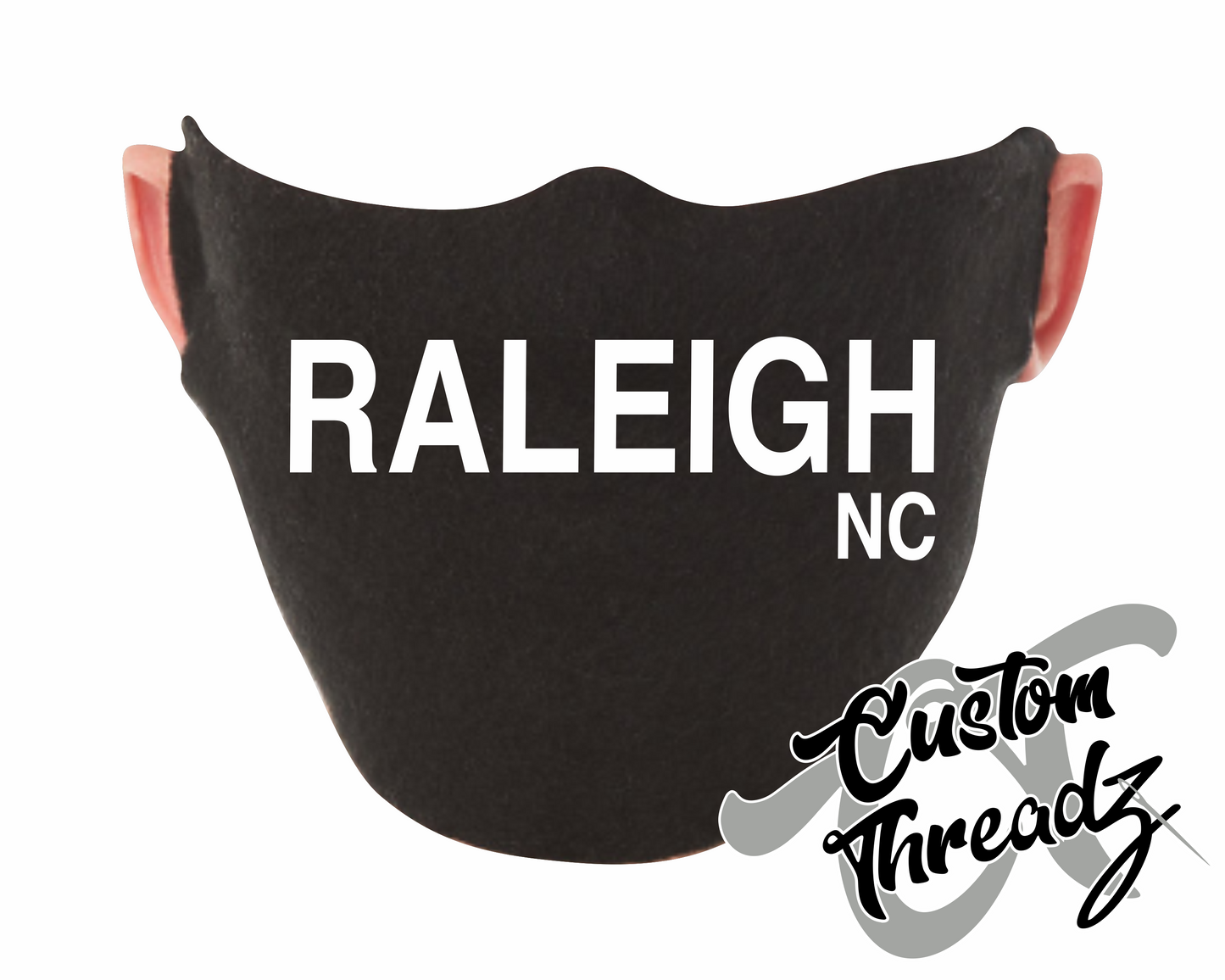 black face mask with raleigh nc DTG printed design