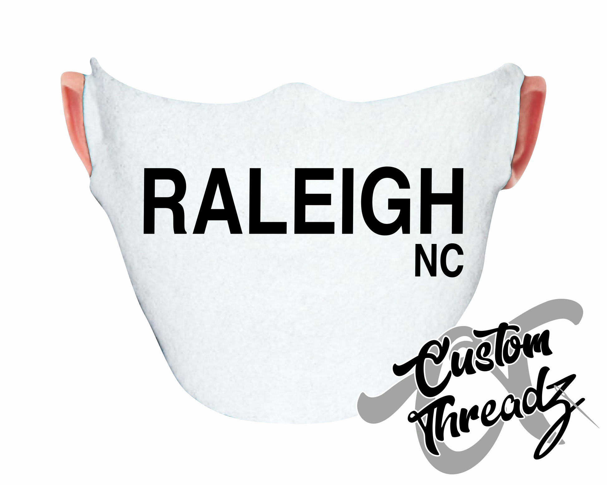 white face mask with raleigh nc DTG printed design