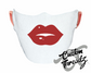 white face mask with red lips DTG printed design