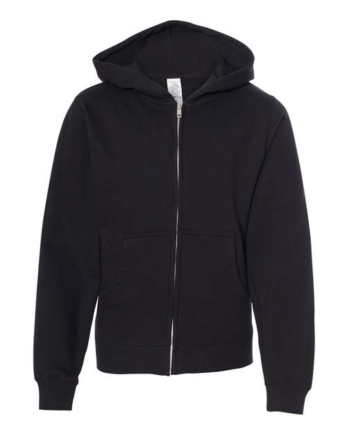 independent trading co youth full-zip hoodie black