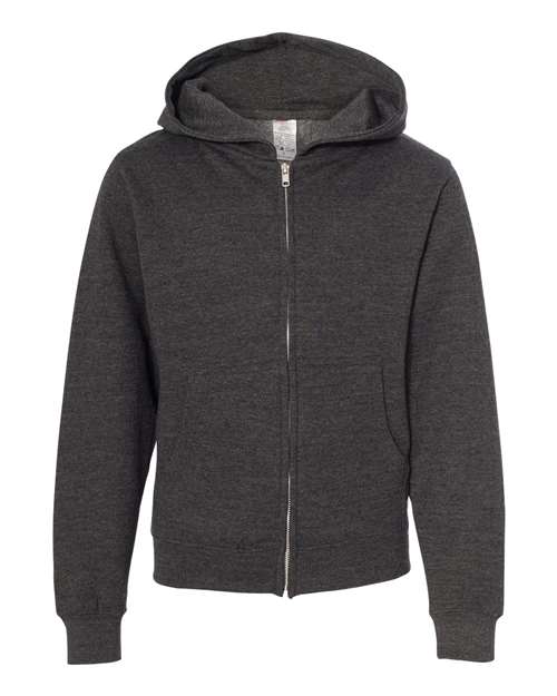 independent trading co youth full-zip hoodie charcoal heather grey