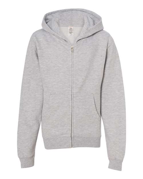 independent trading co youth full-zip hoodie grey heather