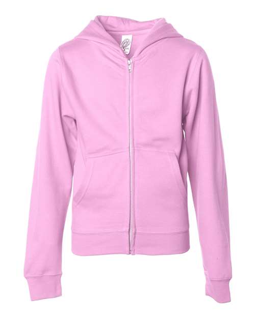 independent trading co youth full-zip hoodie light pink