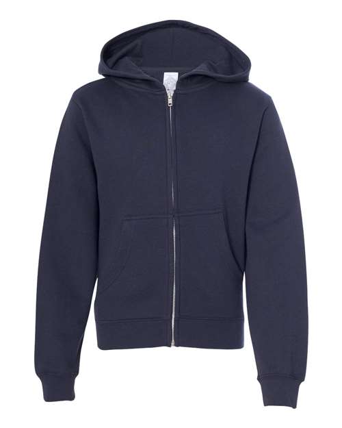 independent trading co youth full-zip hoodie navy