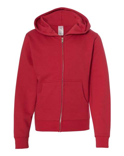 independent trading co youth full-zip hoodie red