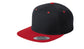 sport-tek yupoong flat bill snapback cap black true red