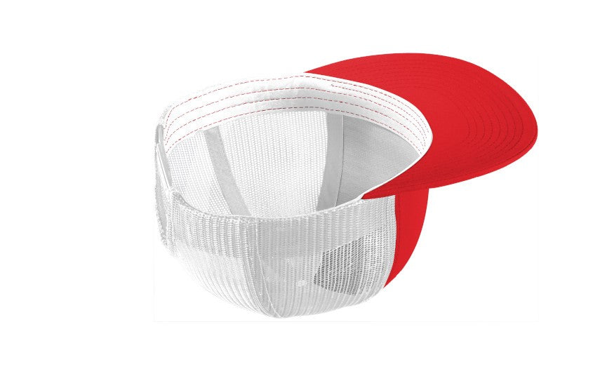 sport-tek yupoong 5-panel classic trucker mesh cap inside true red white