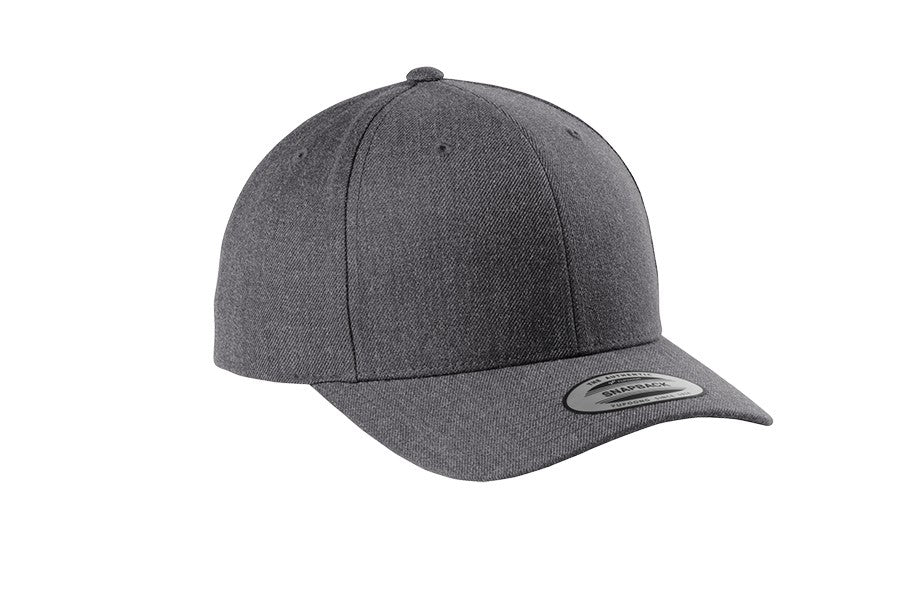 sport-tek yupoong curve bill snapback cap dark heather grey