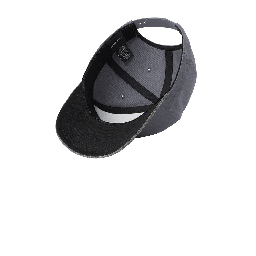 sport-tek yupoong curve bill snapback cap inside graphite heather grey
