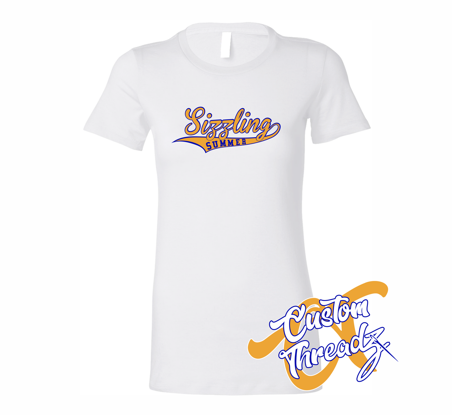 white womens tee with sizzling summer DTG printed design
