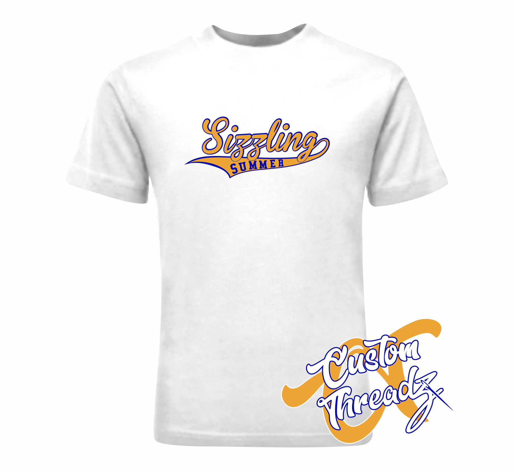 white tee with sizzling summer DTG printed design
