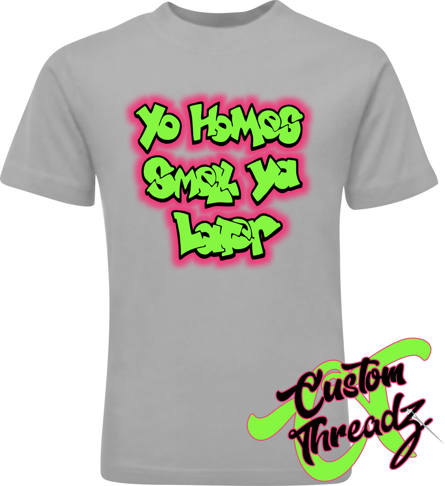 silver youth tee with yo homes smell ya later fresh prince of bel air DTG printed design