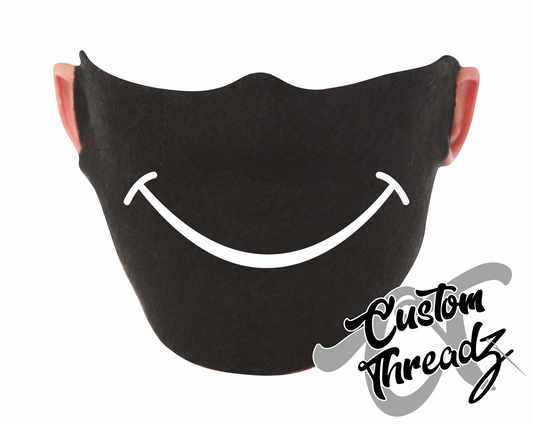 black face mask smile DTG printed design