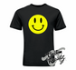 black tee with smiley face DTG printed design