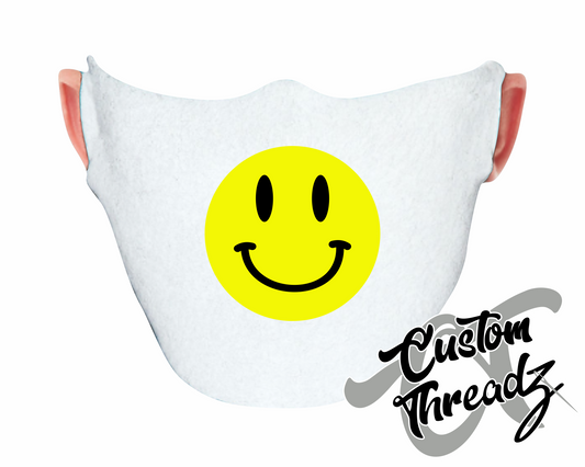 white face mask smiley face DTG printed design
