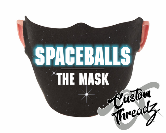 black face mask with spaceballs the mask star wars DTG printed design