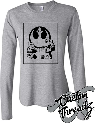 athletic heather womens long sleeve tee with stormtrooper rebel alliance start wars DTG printed design