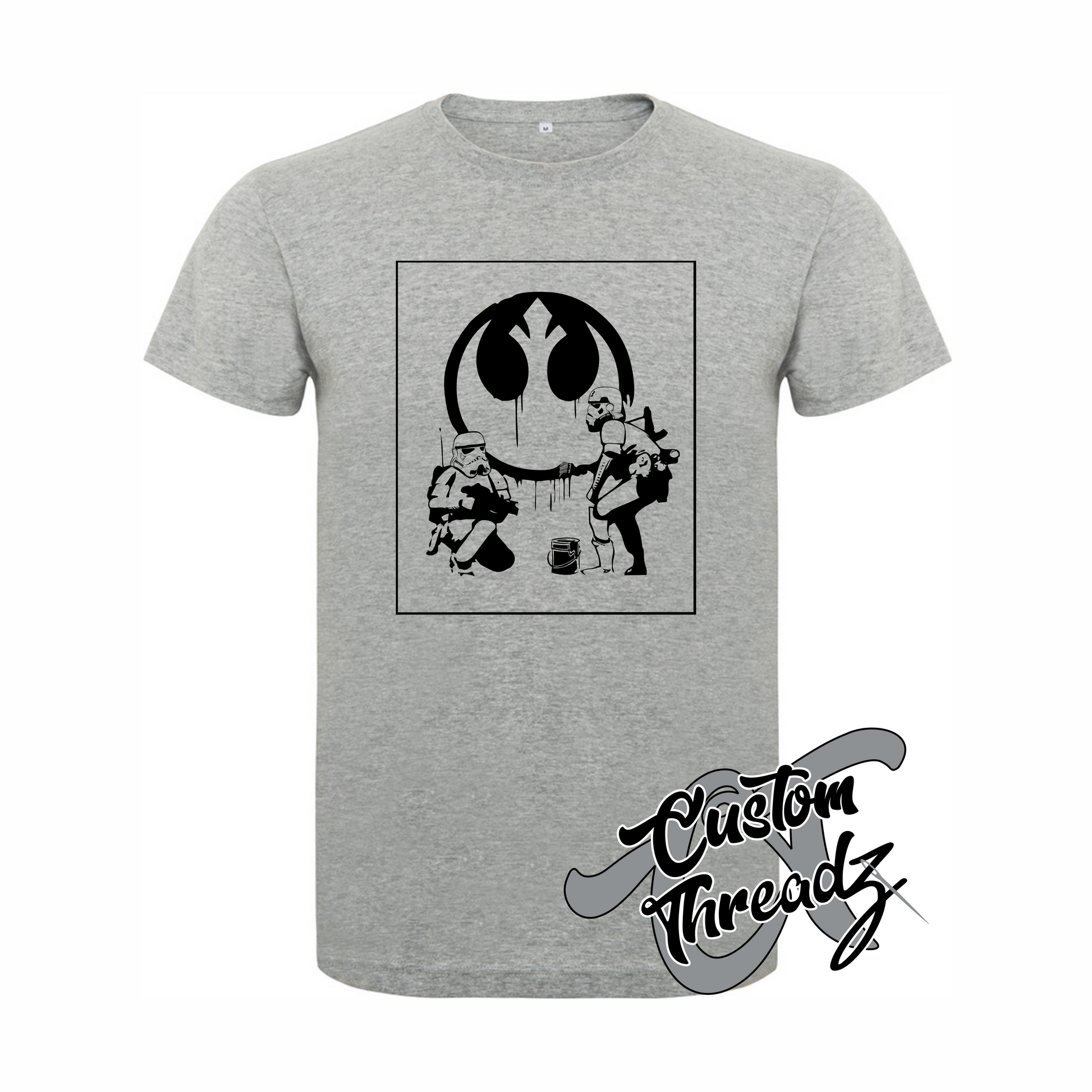 athletic heather grey youth t-shirt with stormtroopers rebel alliance star wars DTG printed design
