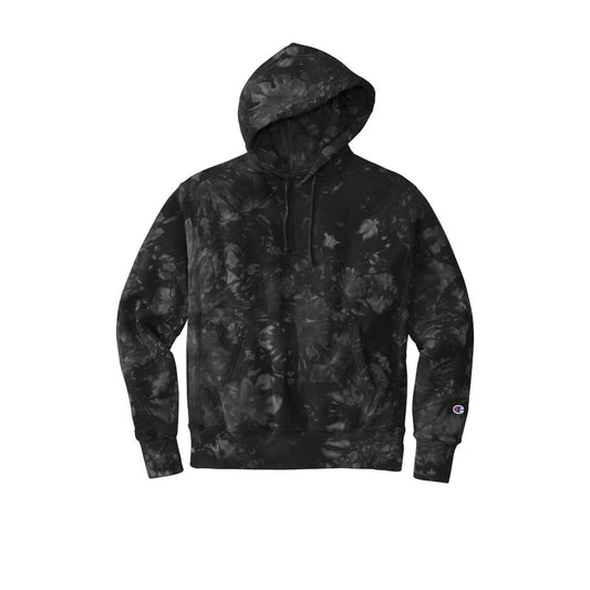 champion adult reverse weave scrunch-dye tie-dye hoodie black