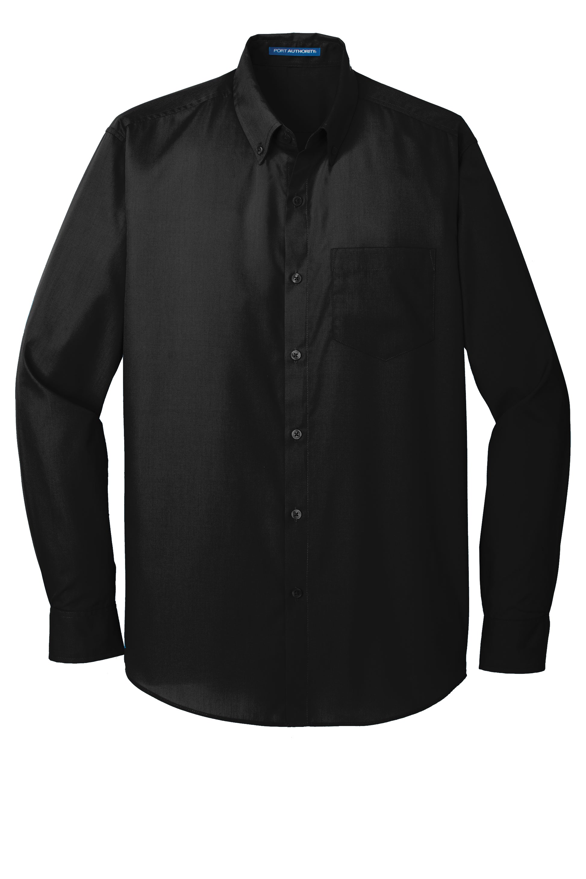 port authority tall long sleeve carefree poplin shirt deep black