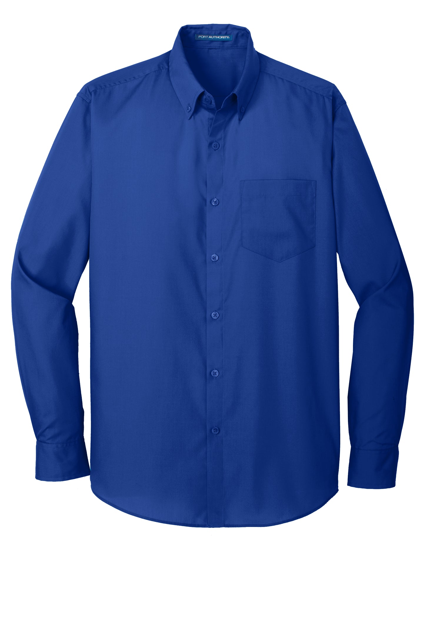 port authority tall long sleeve carefree poplin shirt true royal blue