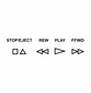 VCR buttons stop/eject rew play ffwd DTG design graphic